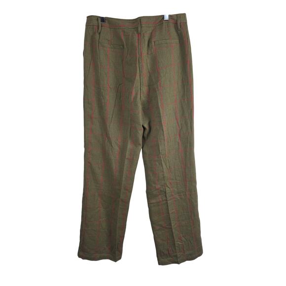 J. Peterman Cottage Core Pants 10 Womens Green Red Striped Preppy 100% Cotton - Picture 8 of 8